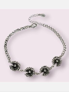 NEW Sterling Silver Daisy FLOWER Bracelet